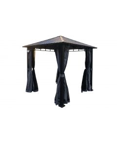 GAZEBO IN FERRO FINTO LEGNO NERO