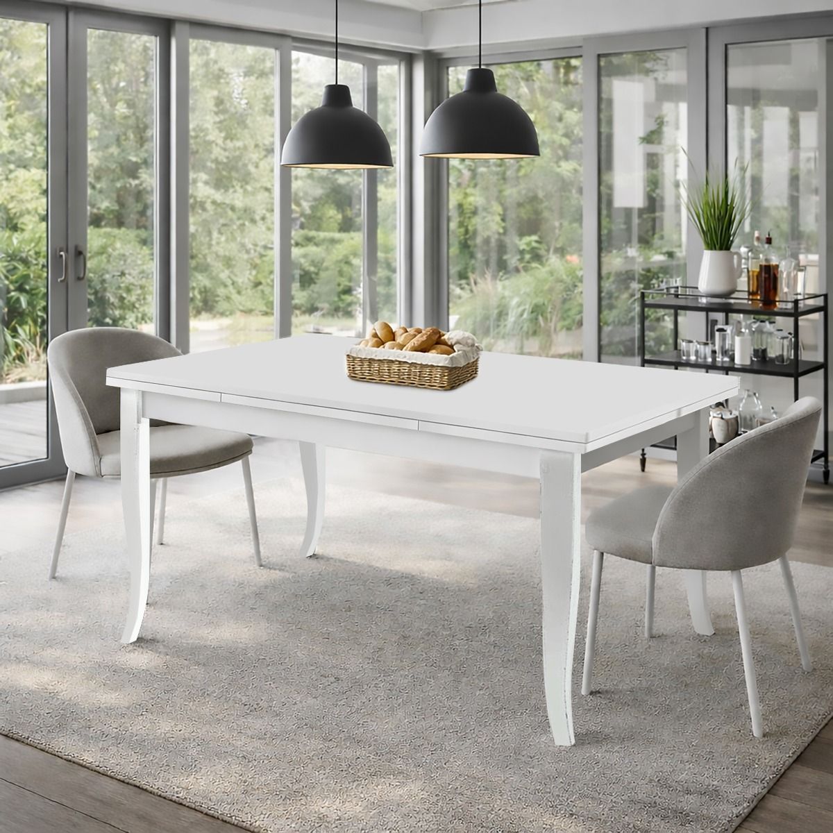 TAVOLO ALLUNGABILE CM 140X80 BIANCO OPACO
