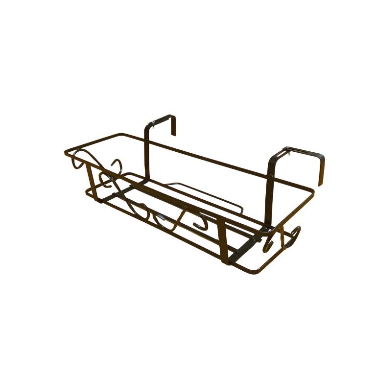 FIORIERA PER BALCONE REGOLABILE IN FERRO BATTUTO NERO 80X22 H.14