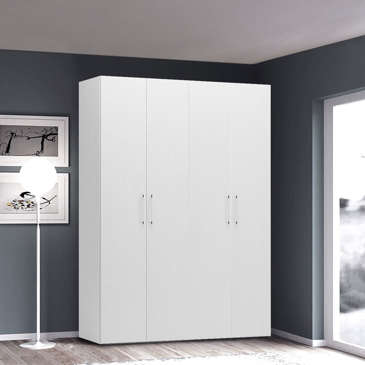 ARMADIO MOD. BASIC CM 181X58 H. 247 BIANCO FRASSINATO 
