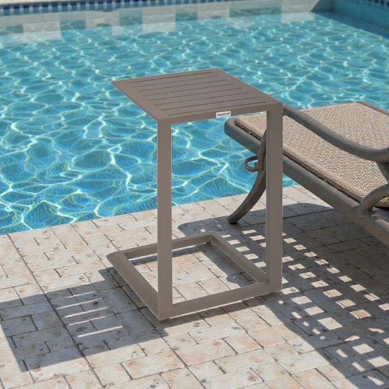 TAVOLINO DA ESTERNO MOD. EVASION CM 38X38 H.56.5 IN ALLUMINIO CAFFE'