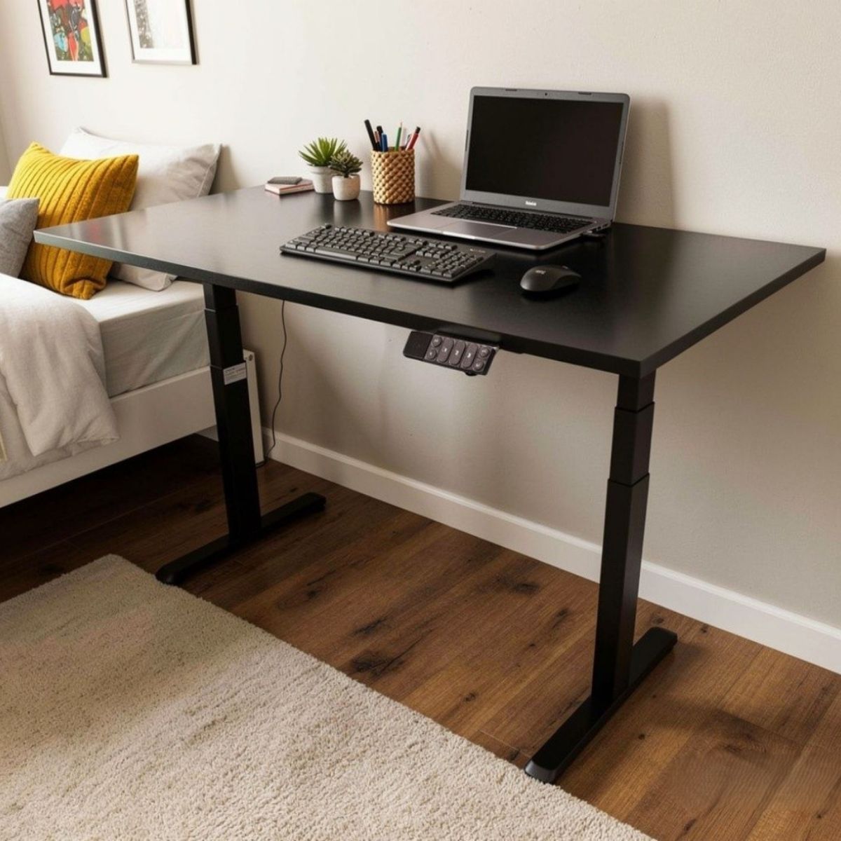 SCRIVANIA ELETTRICA REGOLABILE IN ALTEZZA CM 150X75 H 62 NERO OPACO