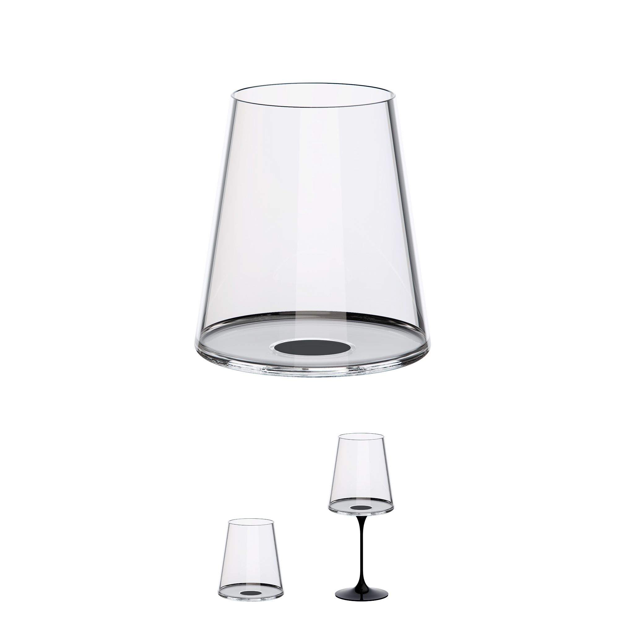 LINEA SPITGLASS - SET 2 BICCHIERI PER VINO ROSSO 45CL CON INSERTO NERO