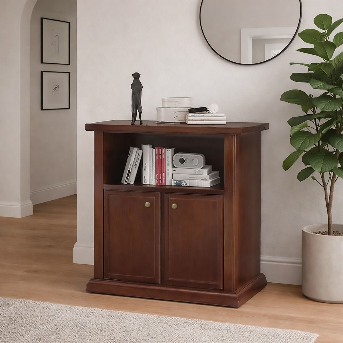 PORTA TV IN LEGNO CM 84X40 H. 80 TINTA NOCE