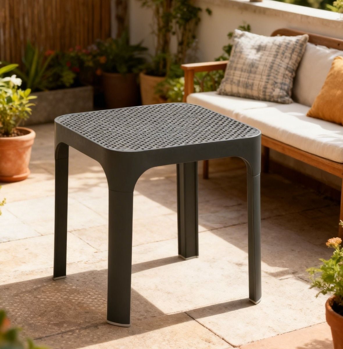 NARDI OUTDOOR - TAVOLINO MOD. NET CM 40X40 ANTRACITE