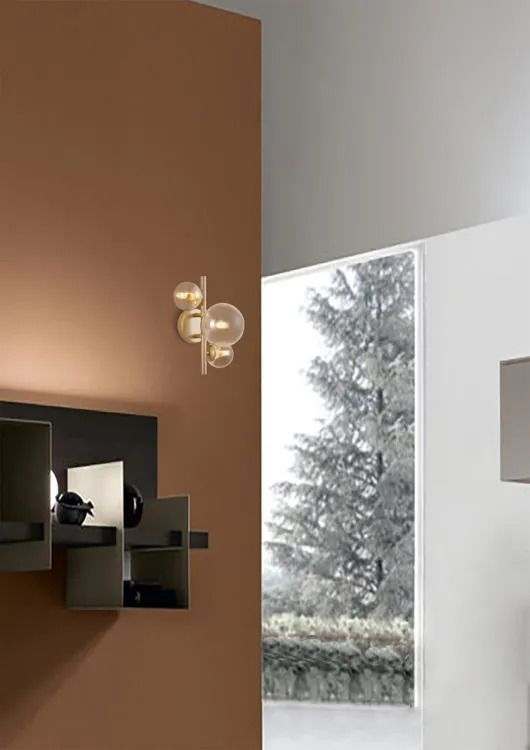 APPLIQUE FENIX ORO SATINATO E MIELE 25.5X21.5 H. 40CM - 3XG9 MAX 28W