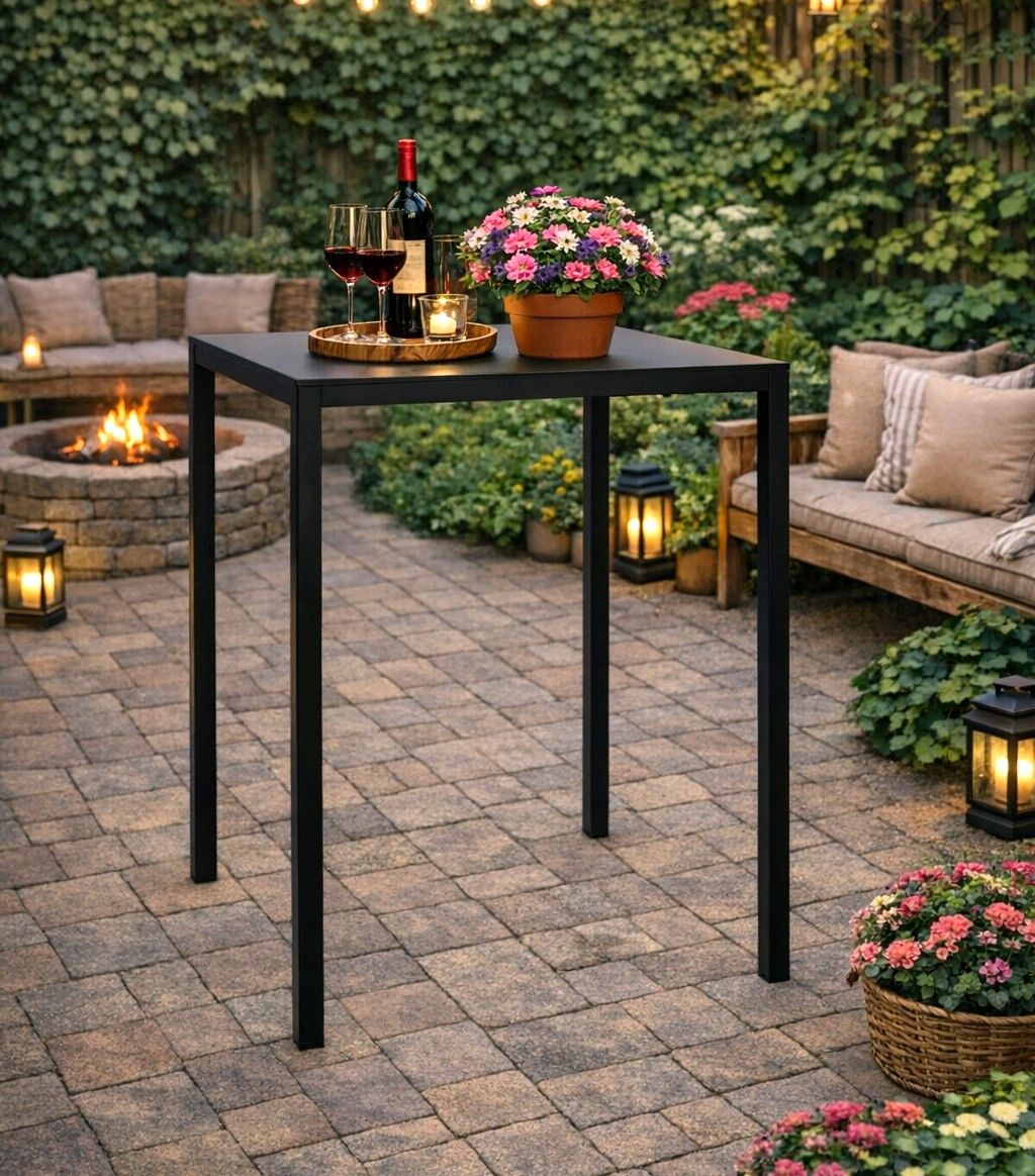 GRANDSOLEIL - TAVOLO DA ESTERNO BRUNCH CM 80X80 H105 METALLO NERO