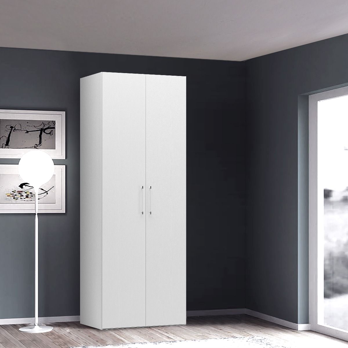 ARMADIO MOD. BASIC CM 91X58 H. 247 BIANCO FRASSINATO