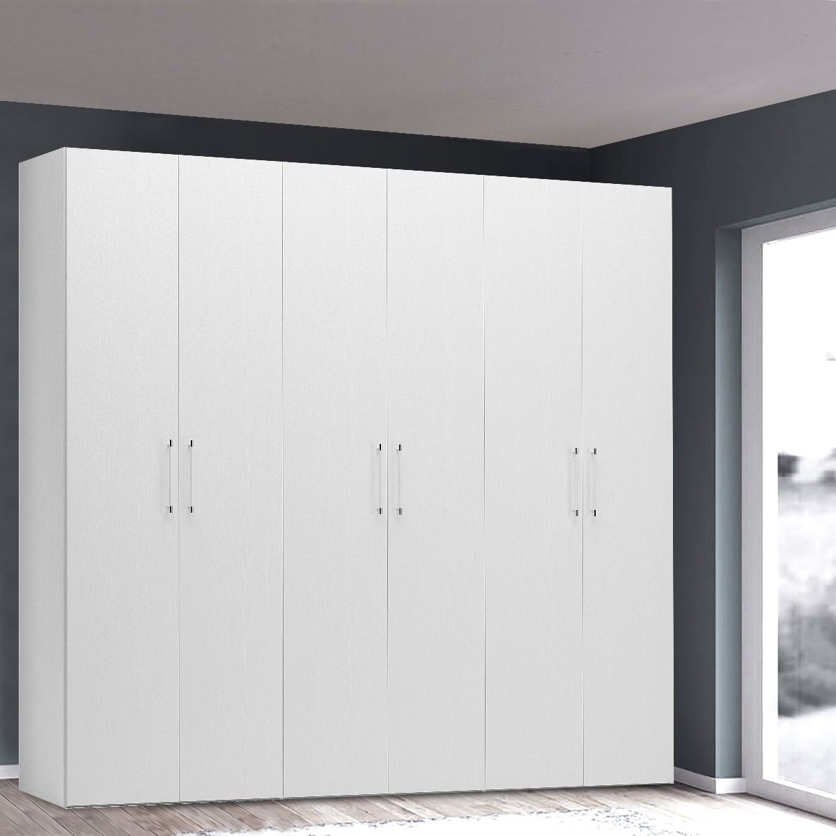 ARMADIO MOD. BASIC CM 270X58 H. 247 BIANCO FRASSINATO