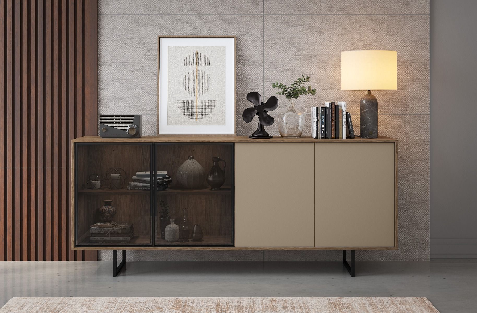 CREDENZA MOD.SIENNA CM 200X40 H. 87 ROVERE COLUMMELLA E CLAR GREY
