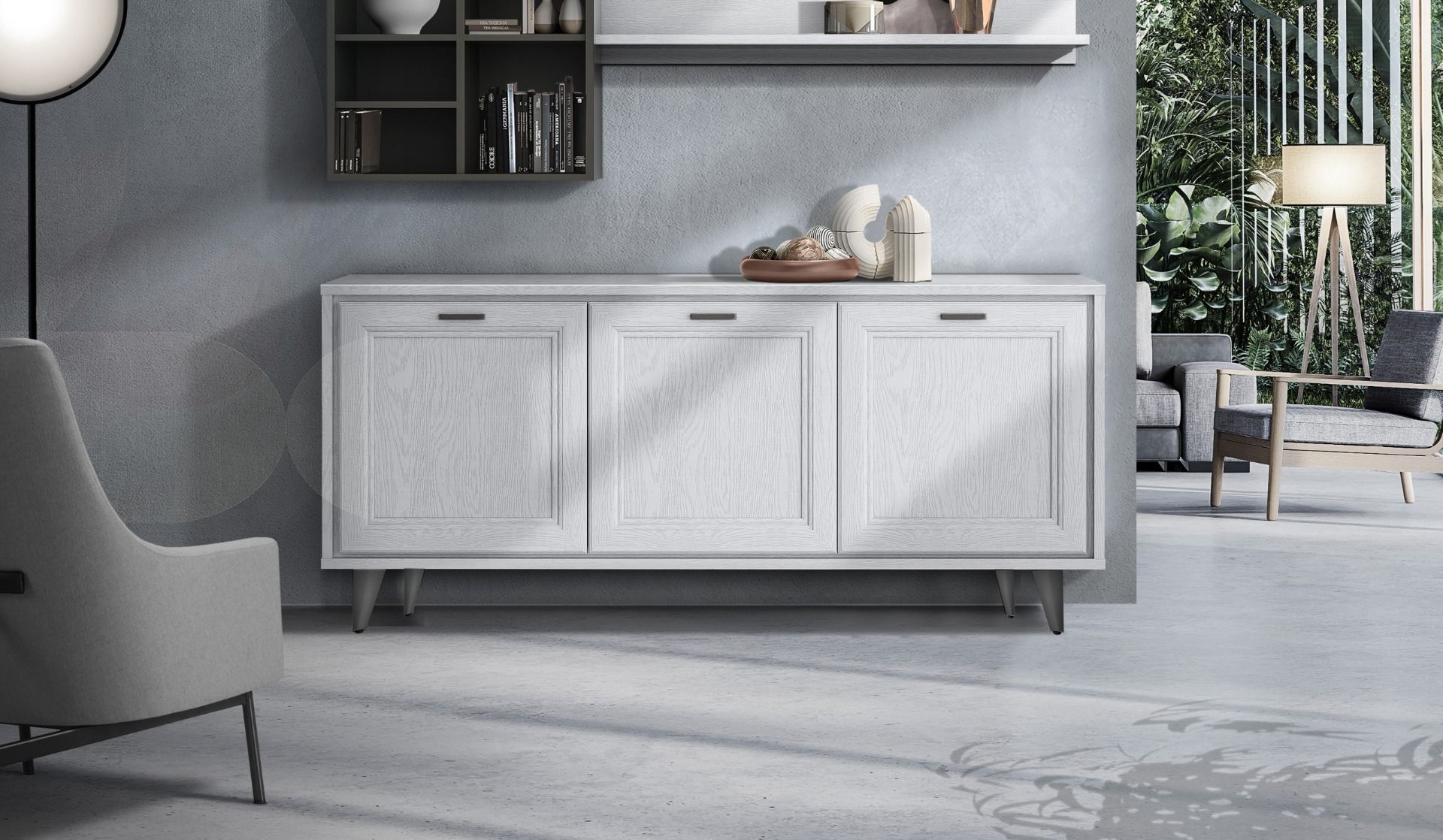 CREDENZA MOD. FOSTER CM 189X45 H. 79 BIANCO FRASSINATO 