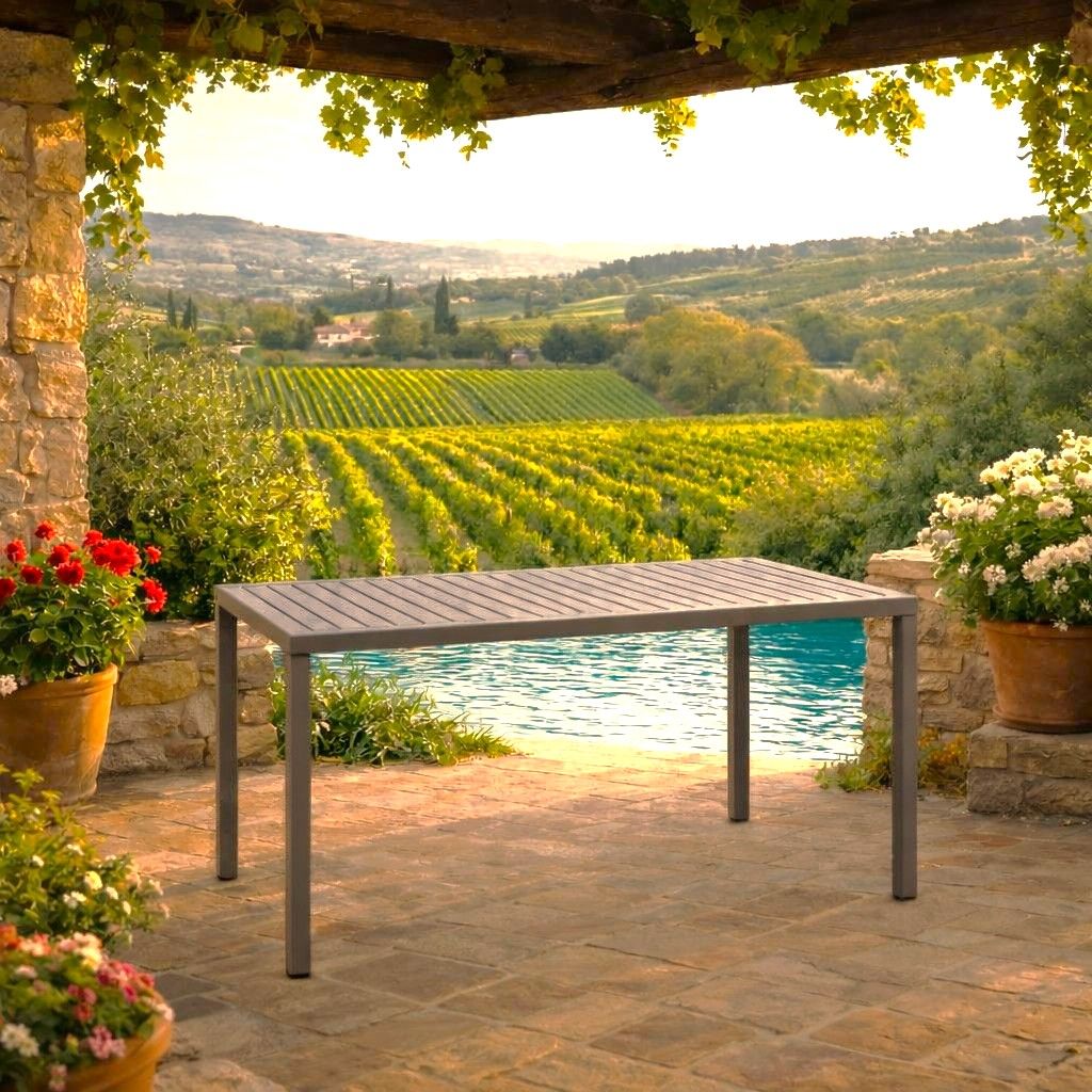 NARDI OUTDOOR - TAVOLO FISSO CUBE CM 140X80 IN ALLUMINIO TORTORA