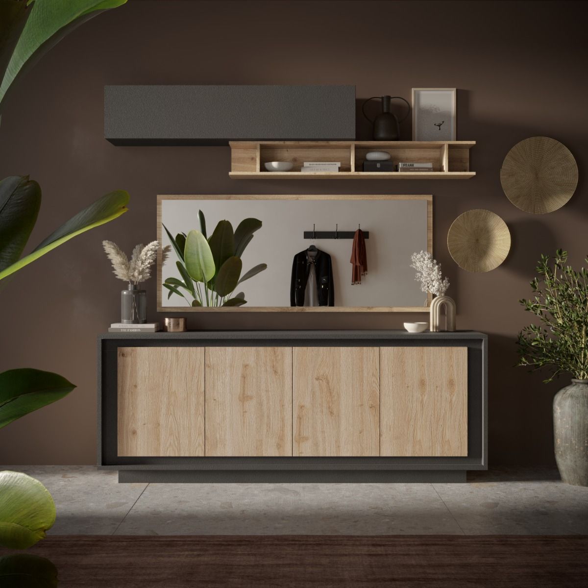 CREDENZA MOD. SKY CM 207X50 H. 80 LAVA E CADIZ