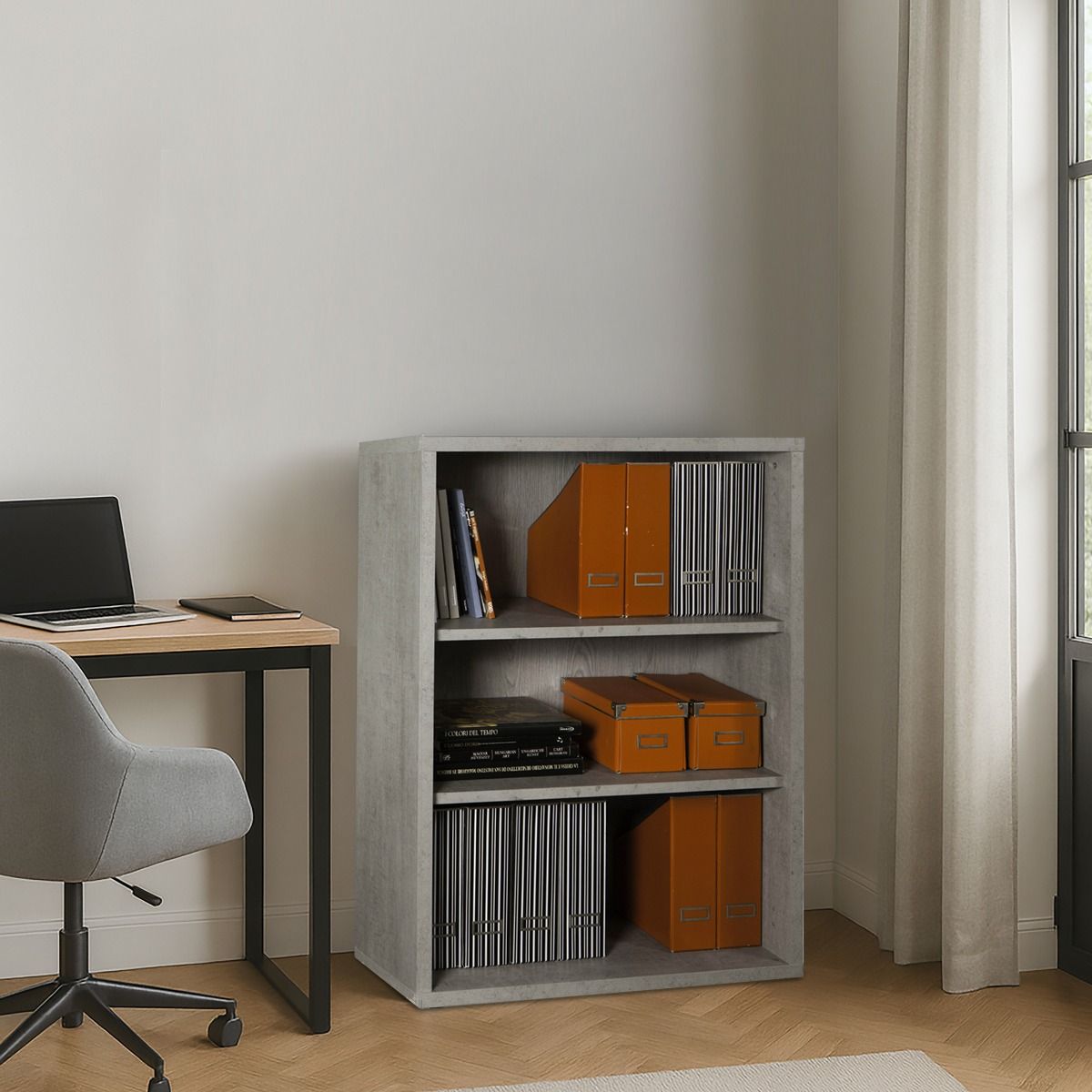 LIBRERIA MOD. DISEGNO CM 82X36 H. 112 CEMENTO