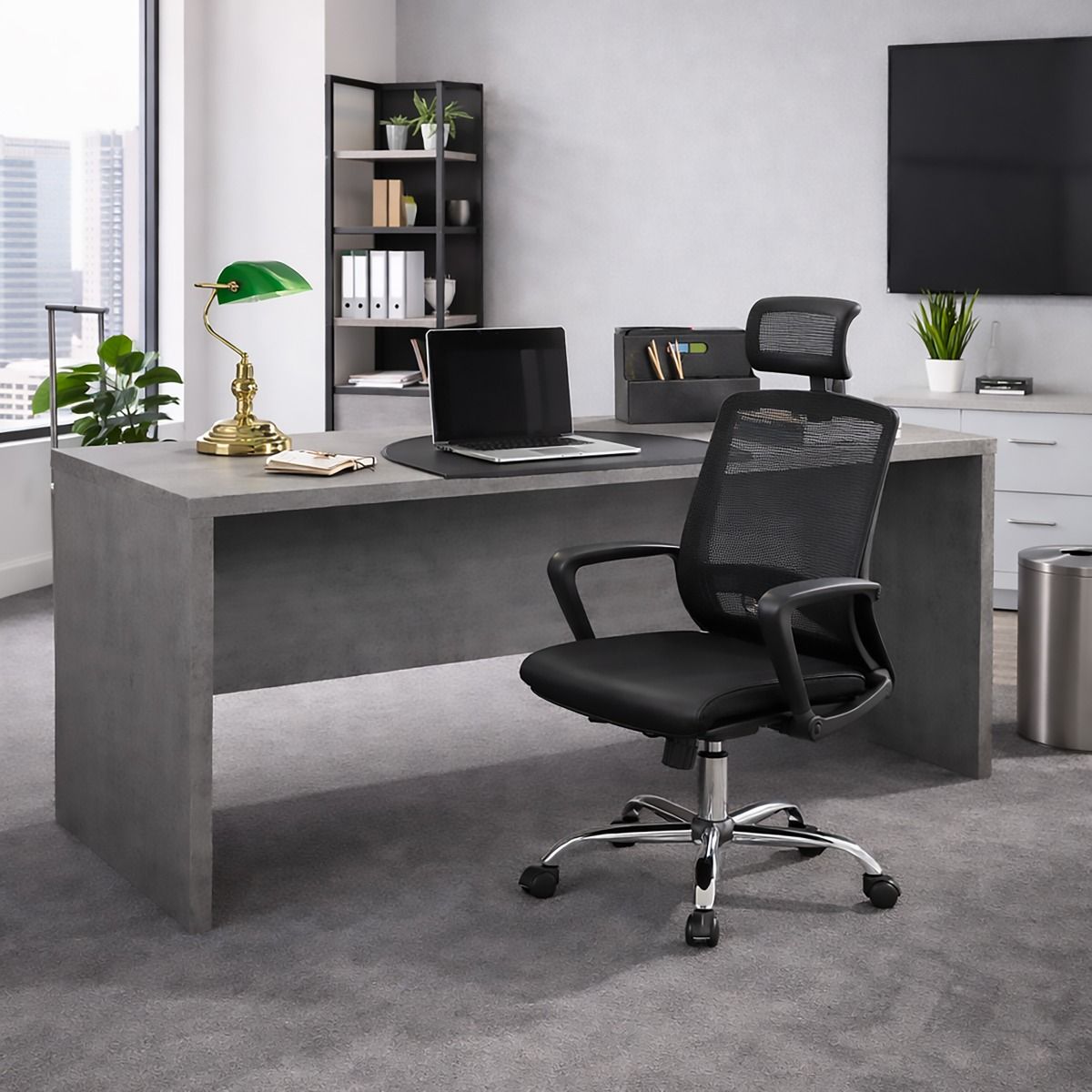 SCRIVANIA MOD. PRATICO CM 180X69 H. 74.2 GRIGIO CEMENTO