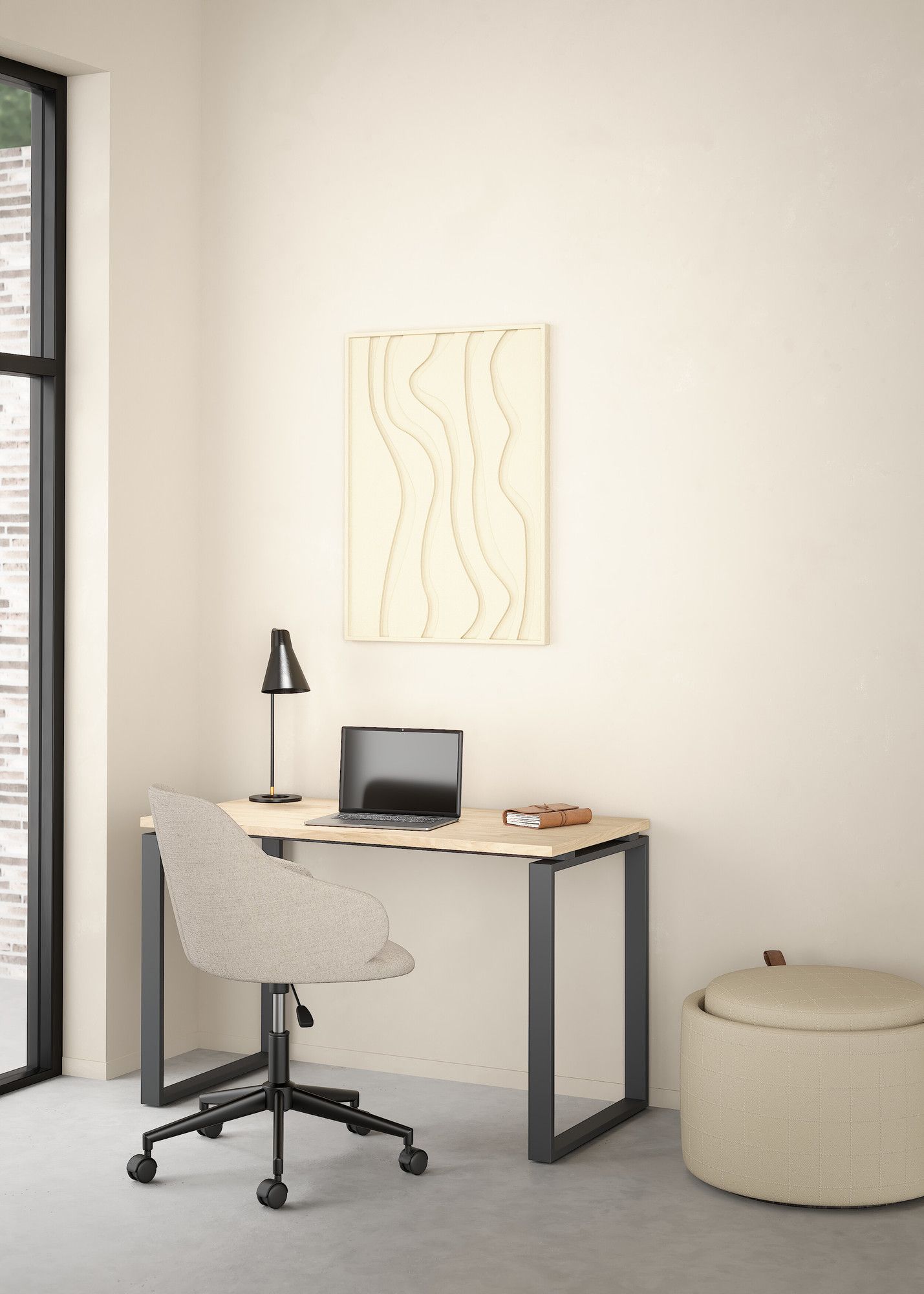 SCRIVANIA MOD. SIGN CM 120X60 H. 75.6 JACKSON HICKORY E ANTRACITE