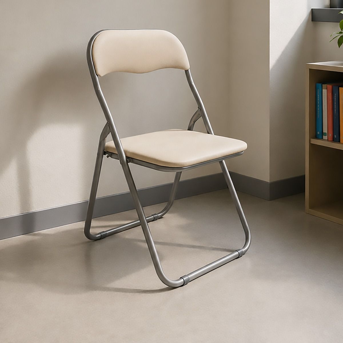 SEDIA PIEGHEVOLE IN METALLO E PVC SABBIA