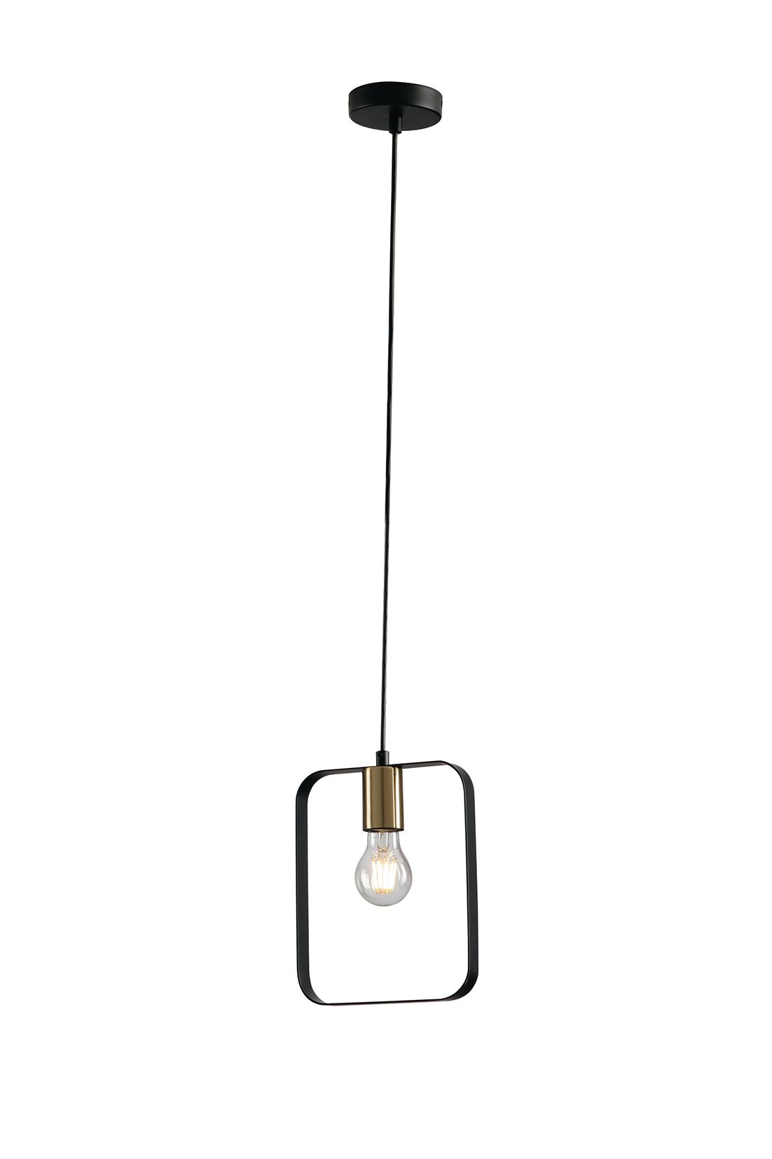 SOSPENSIONE SMITH NERO OPACO/ORO 19.5X150CM - 1XE27