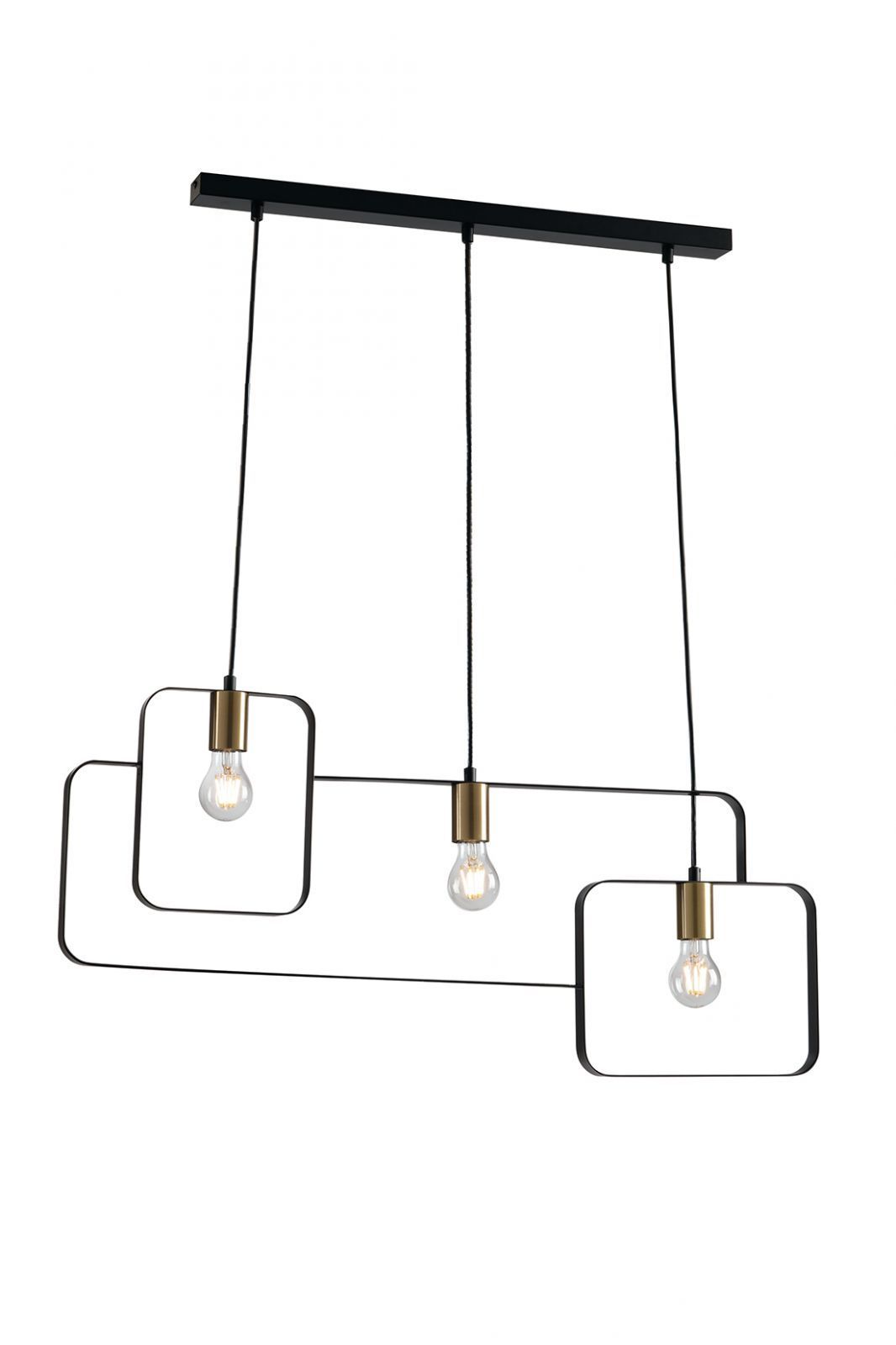 SOSPENSIONE SMITH NERO OPACO/ORO 88.5X150CM - 3XE27