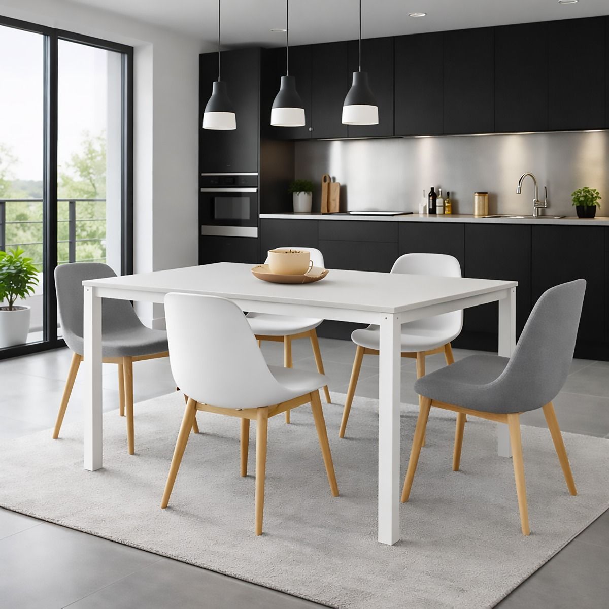 TAVOLO MOD. PLUTONE ALLUNGABILE CM 130X85 BIANCO E BIANCO LARICE