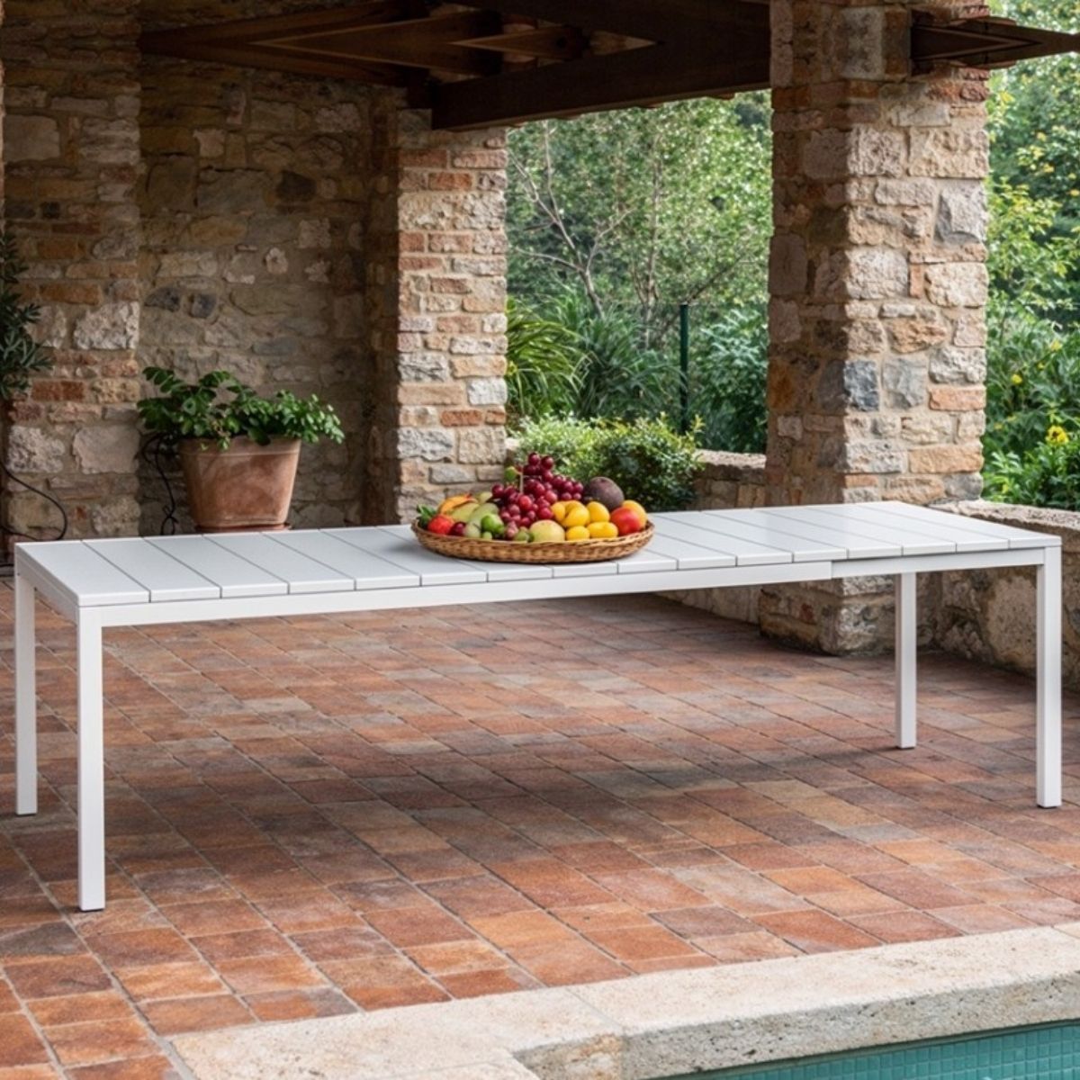NARDI OUTDOOR - TAVOLO ALLUNGABILE RIO CM 210X100 BIANCO 