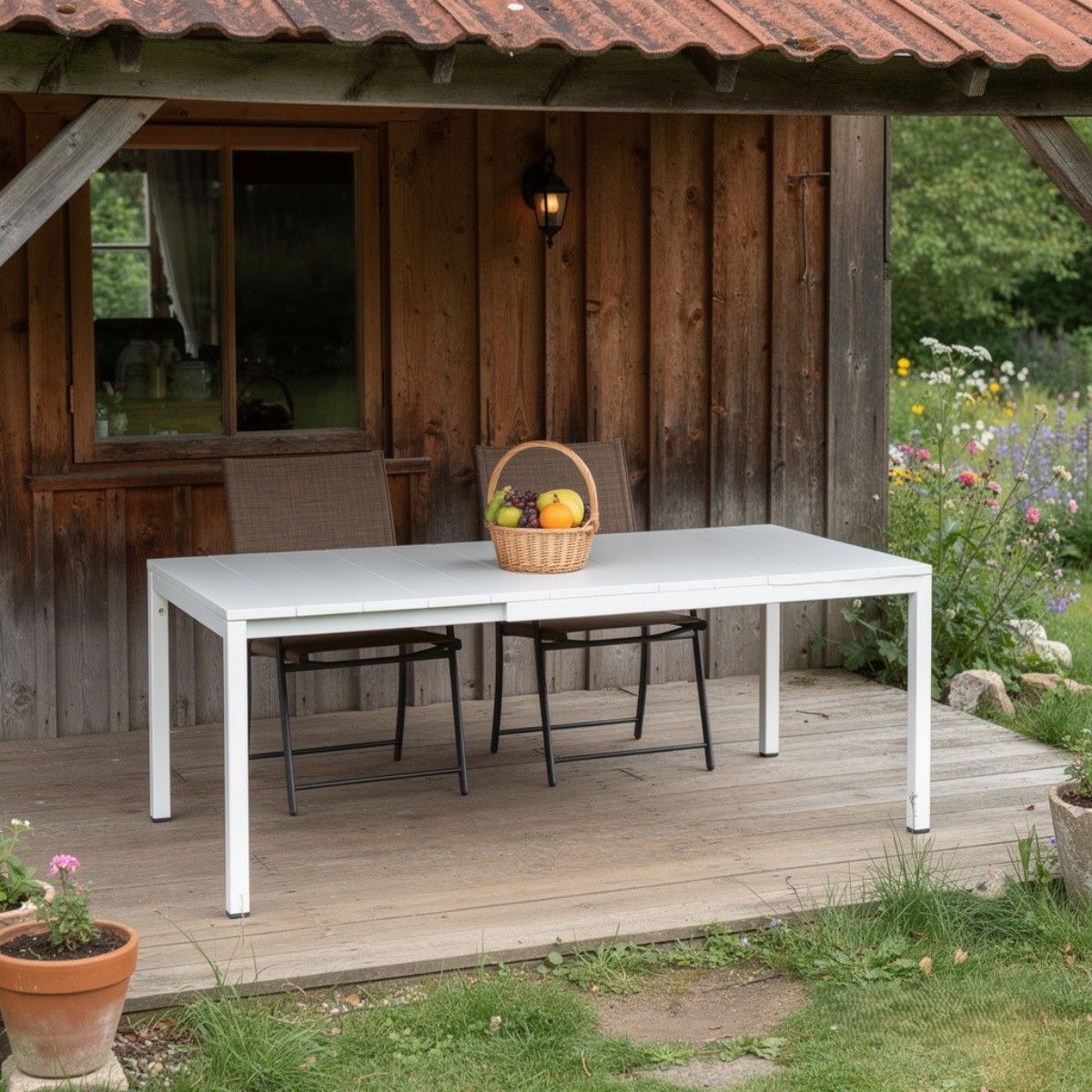 NARDI OUTDOOR - TAVOLO ALLUNGABILE RIO CM 140X85 BIANCO