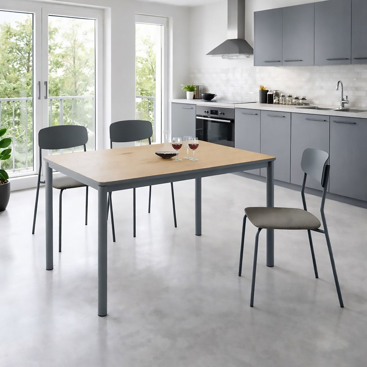 TAVOLO MOD. LUX ALL. CM 110X70 PIOMBO E NOCE STELVIO
