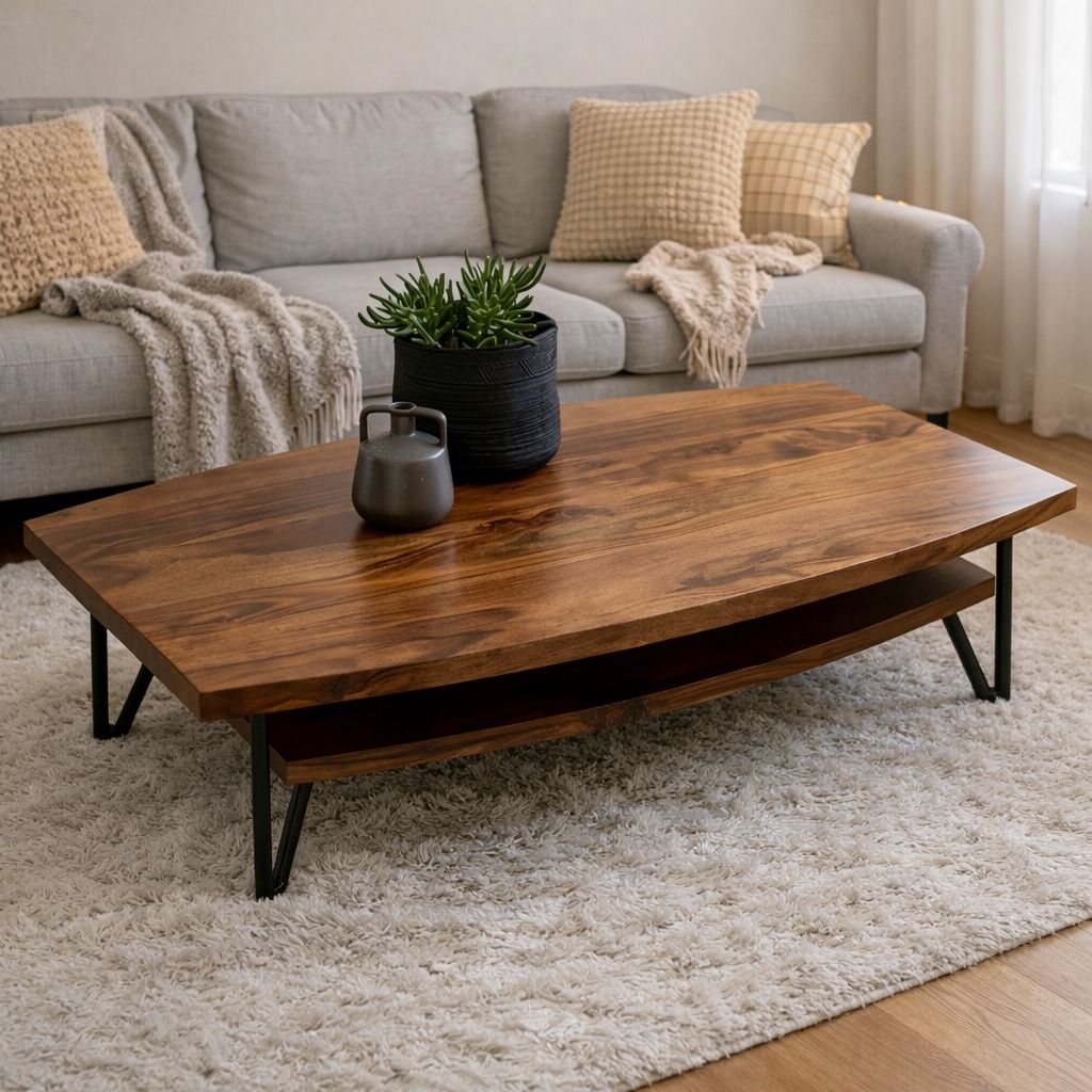 TAVOLINO MOD. SNV-04 CM 115X60 H.30 IN LEGNO DI SHEESHAM TINTA STONE