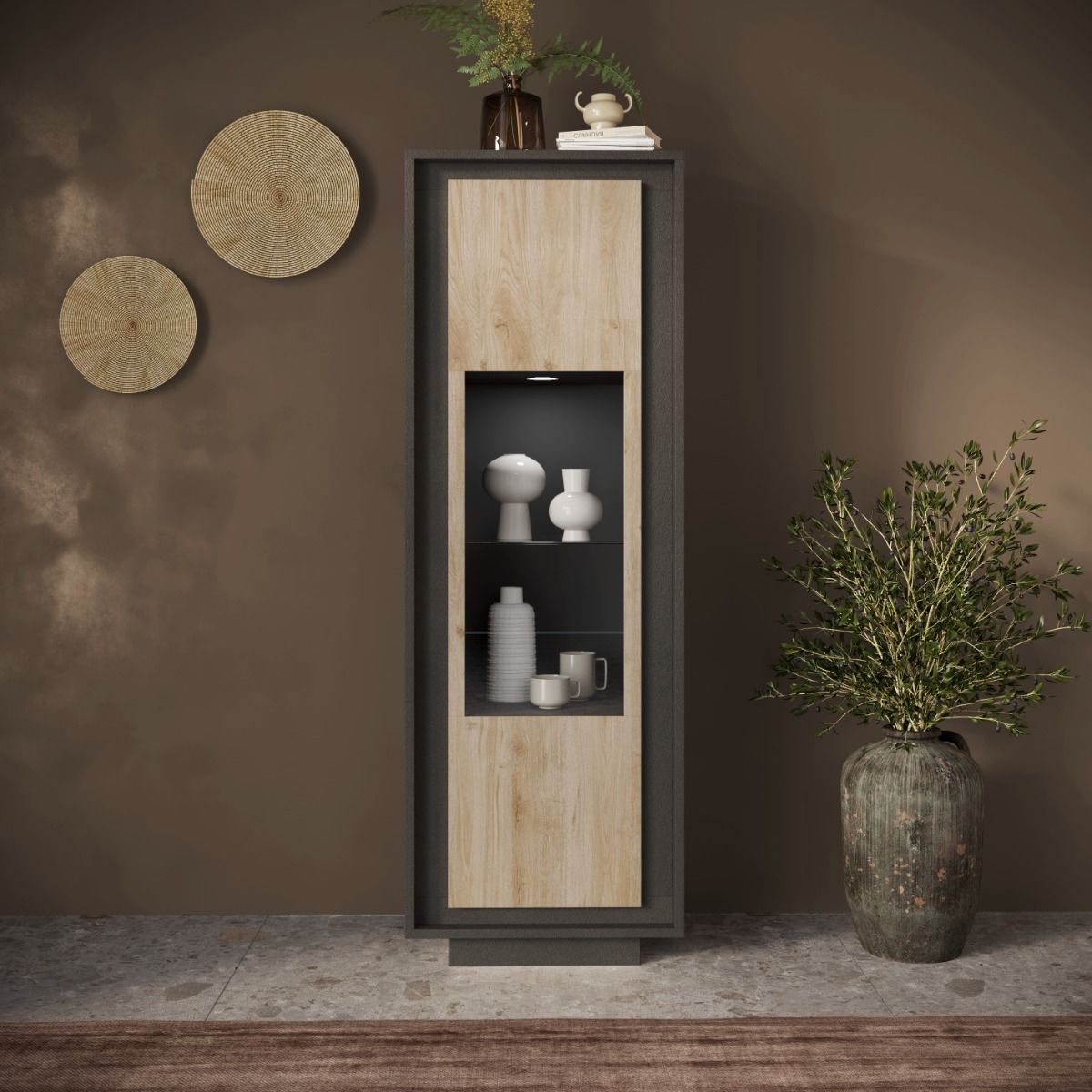 VETRINA MOD. SKY CM 67X40 H. 197 LAVA E CADIZ 