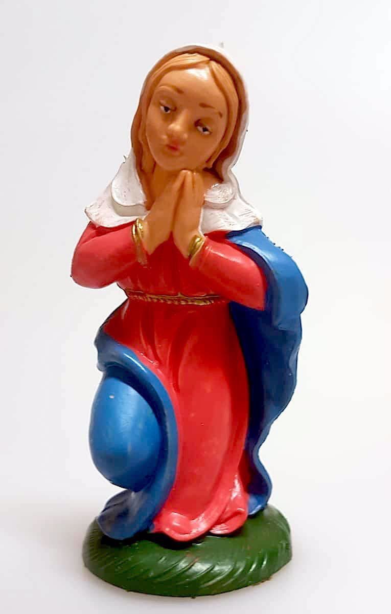 STATUINA MADONNA IN GINOCCHIO IN PVC A COLORI VIVACI H. 10CM