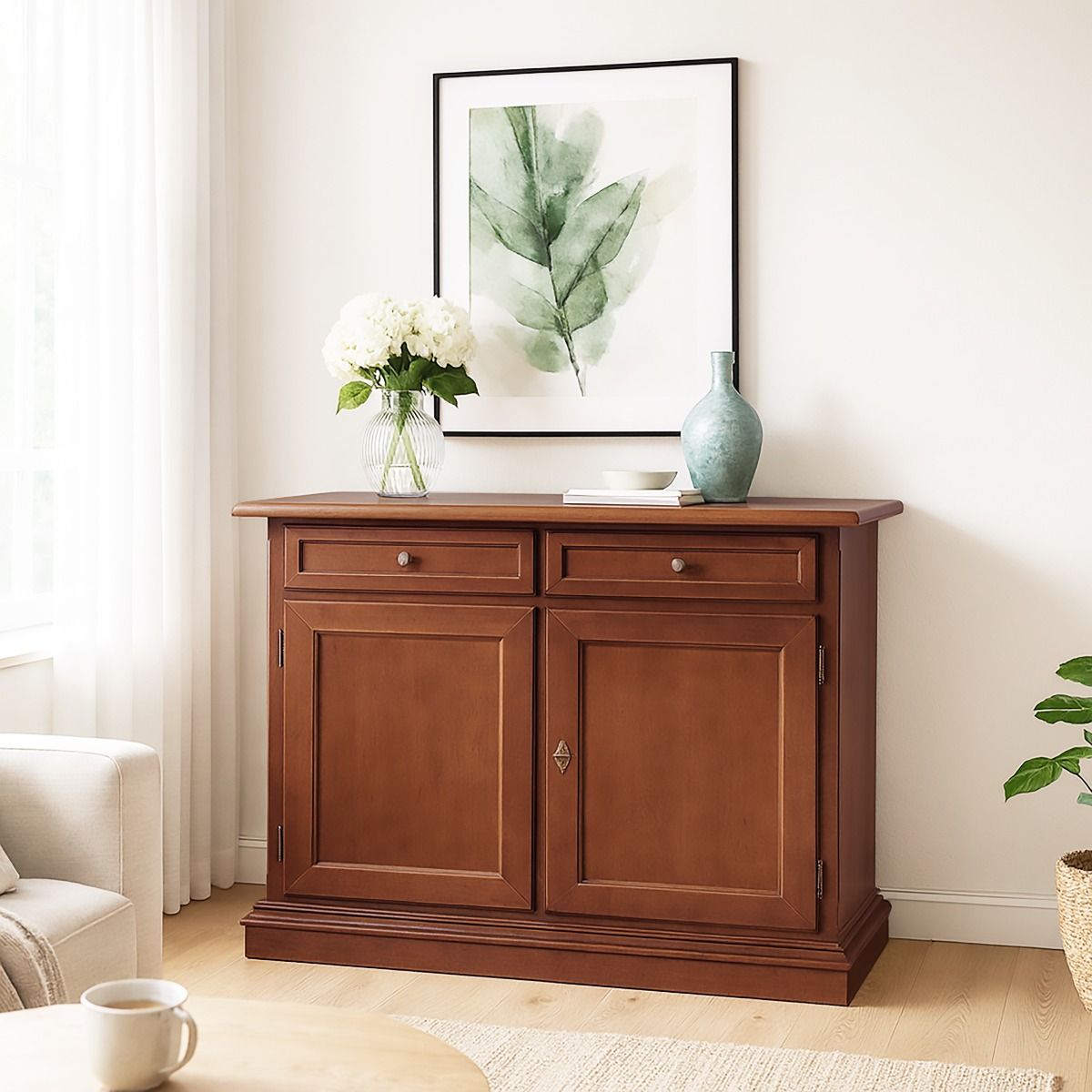CREDENZA IN LEGNO MASSELLO CM 105X42 H. 85 NOCE