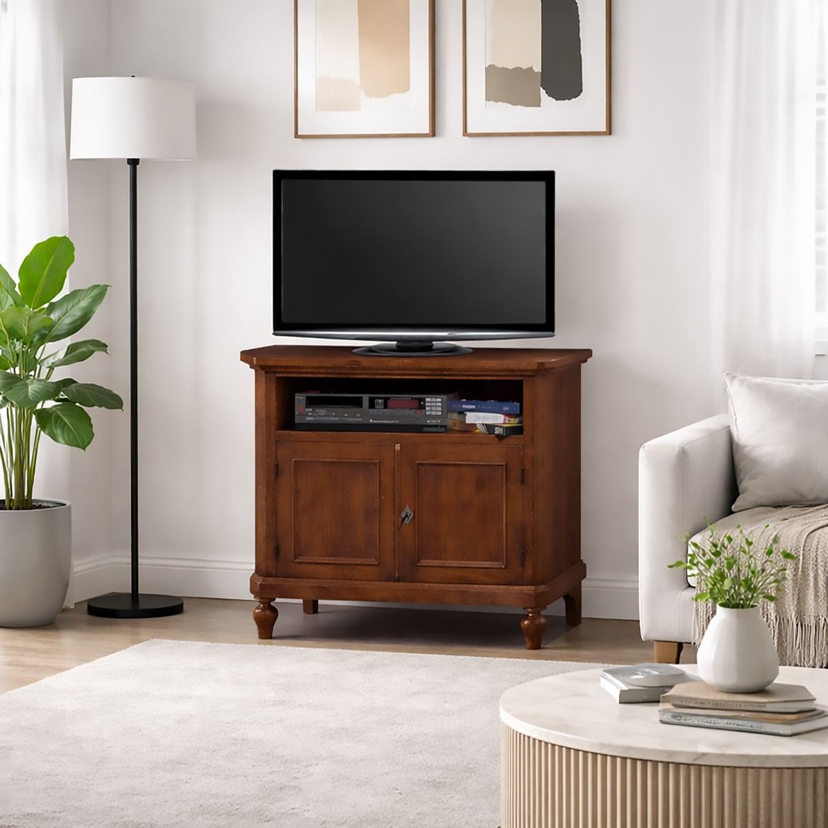 PORTA TV IN LEGNO CM 84.5X44 H. 80 TINTA NOCE