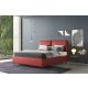 LETTO MATRIMONIALE CON CONTENITORE IN ECOPELLE ROSSA