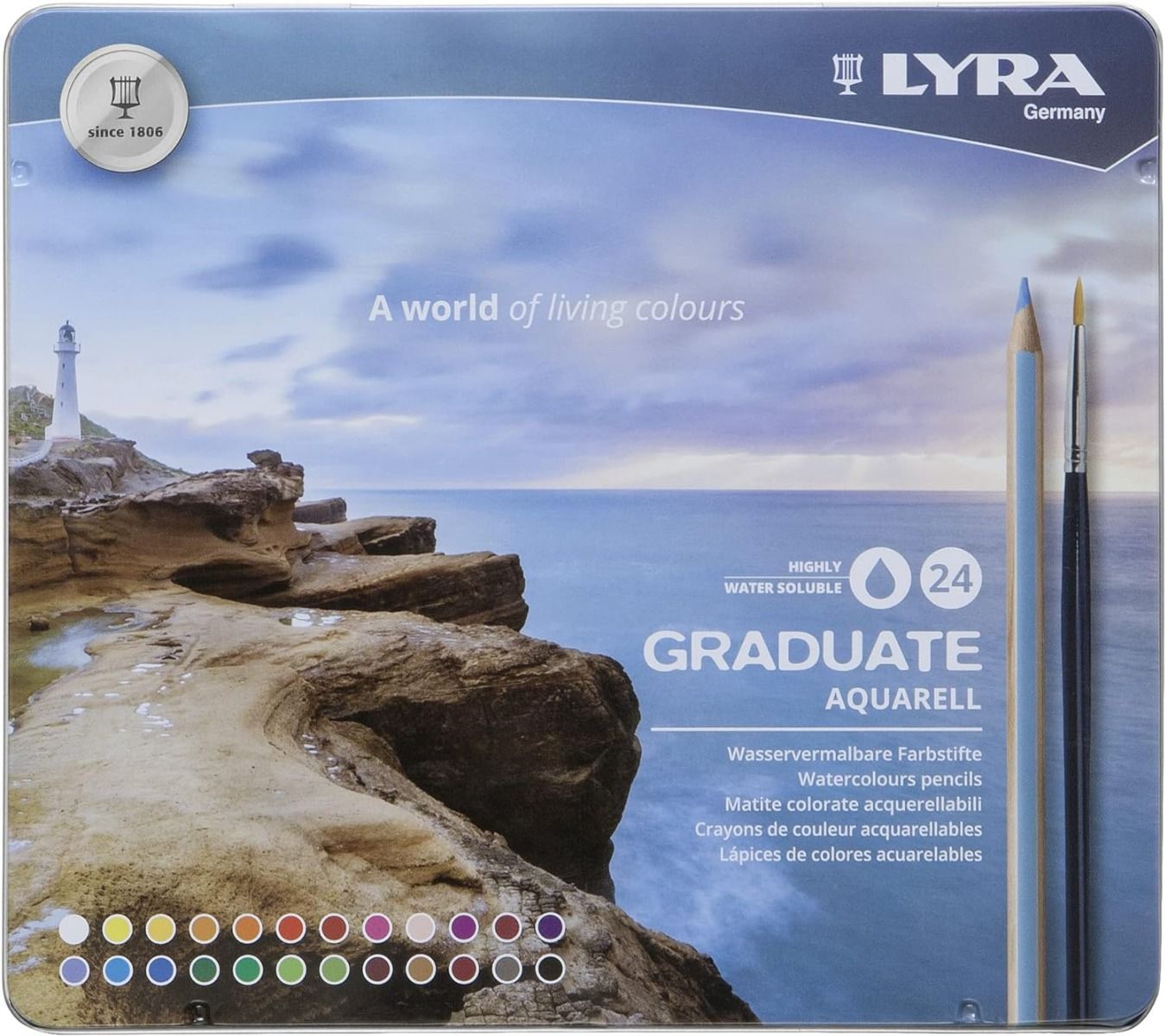 LYRA - GRADUATE AQUA SCATOLA 24 PASTELLI COLORATI 