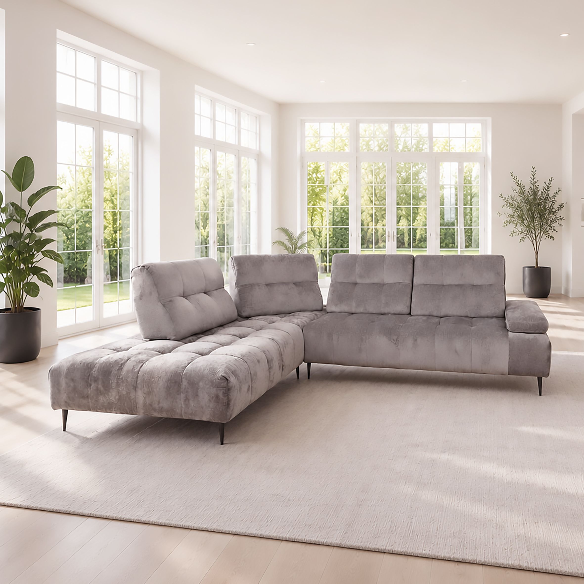 SALOTTO MOD. JAGGER ANGOLARE SX IN TESSUTO GRIGIO CHIARO