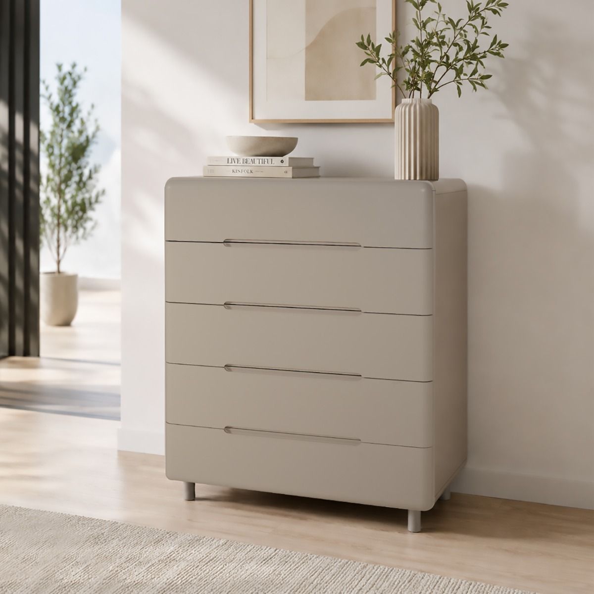 CASSETTIERA CM 80X41.5 H.110 IN MDF LACCATO CACHEMIRE