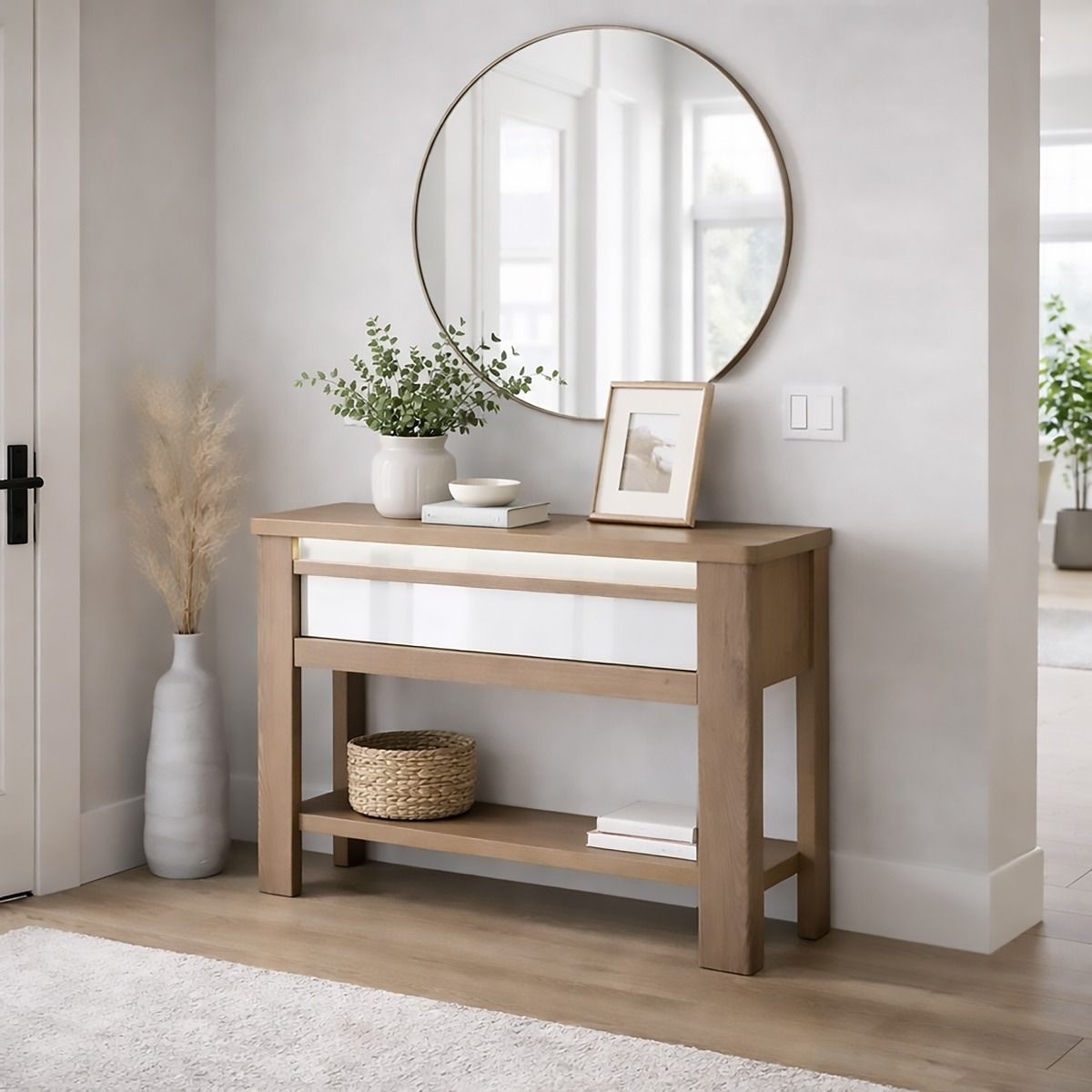 CONSOLLE MOD. PALAZZO CM 120 ROVERE WELLINGTON E BIANCO LUCIDO