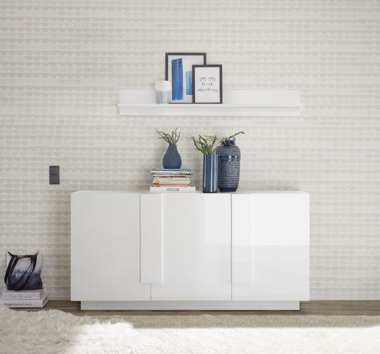 CREDENZA MOD. JUPITER CM 181X44 H. 90 BIANCO LUCIDO