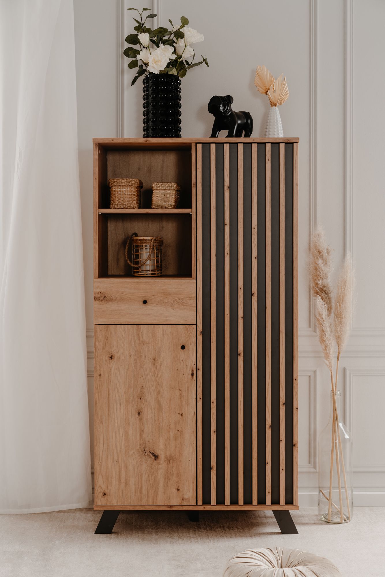 CREDENZA MOD. MEDAN CM 80X40 H. 156 ARTISAN OAK E ANTRACITE 