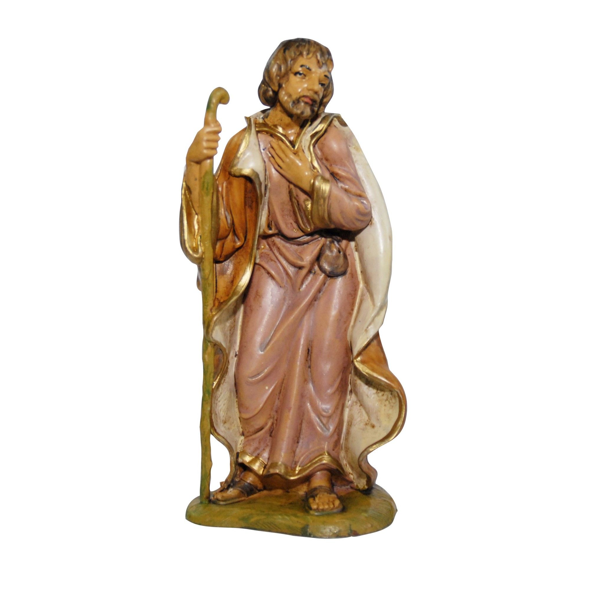STATUINA SAN GIUSEPPE CON BASTONE IN PVC EFFETTO LEGNO H. 13CM