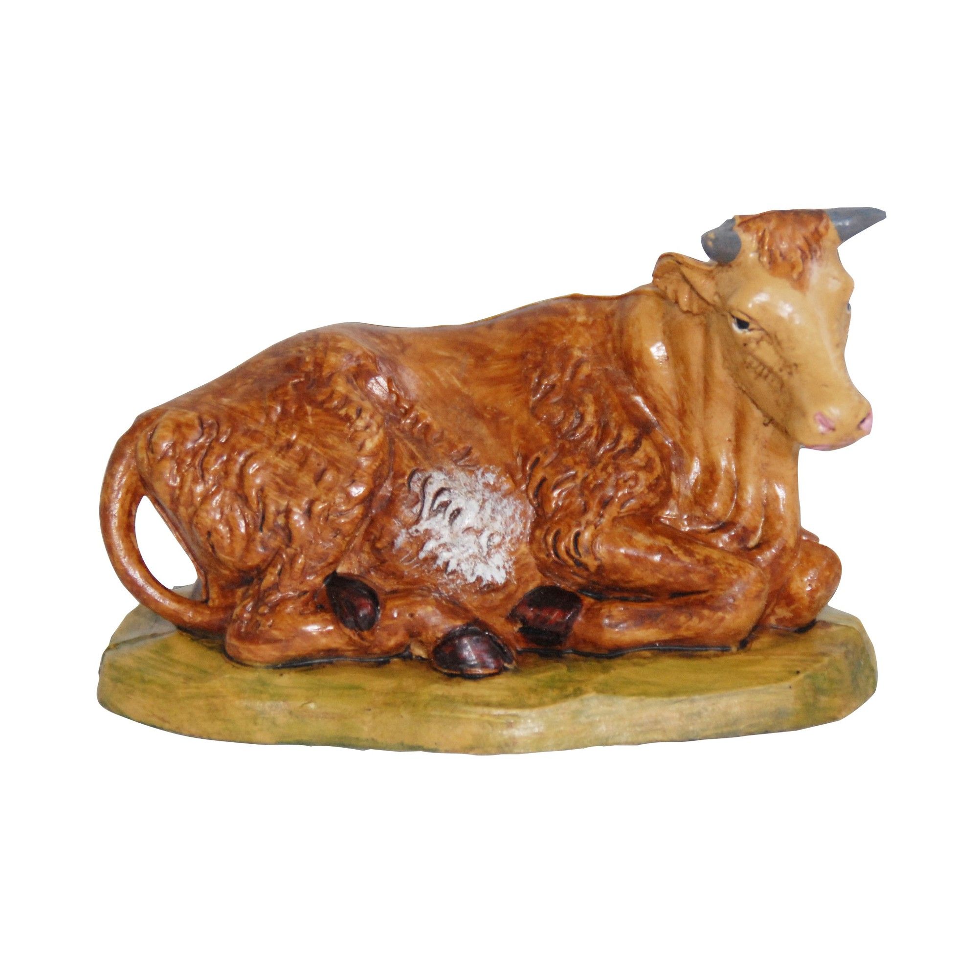 STATUINA BUE IN PVC EFFETTO LEGNO H. 13CM