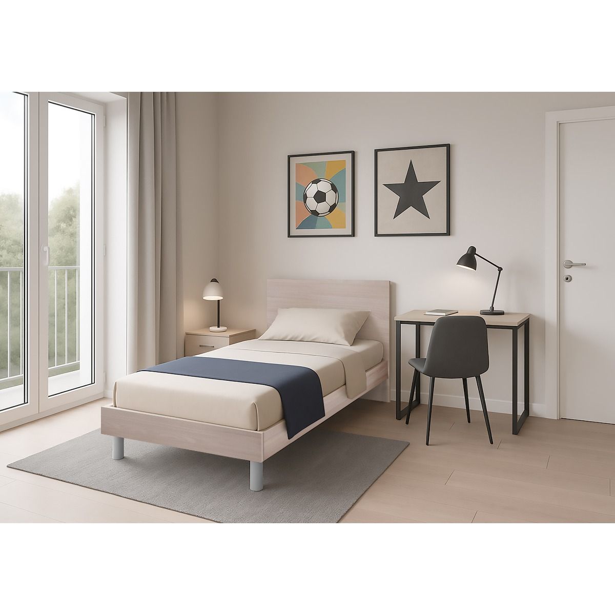 LETTO SINGOLO CON GIROLETTO MOD.KATERINA OLMO PERLA