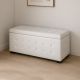 PANCA CONTENITORE CM 138X43 H. 48 IN ECOPELLE BIANCA