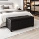 PANCA CONTENITORE CM 138X43 H. 48 IN ECOPELLE NERA