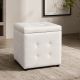 POUF CONTENITORE CM 45X45 H. 46.5 IN ECOPELLE BIANCO