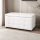 PANCA CONTENITORE CM 84X44 H. 46.5 IN ECOPELLE BIANCA