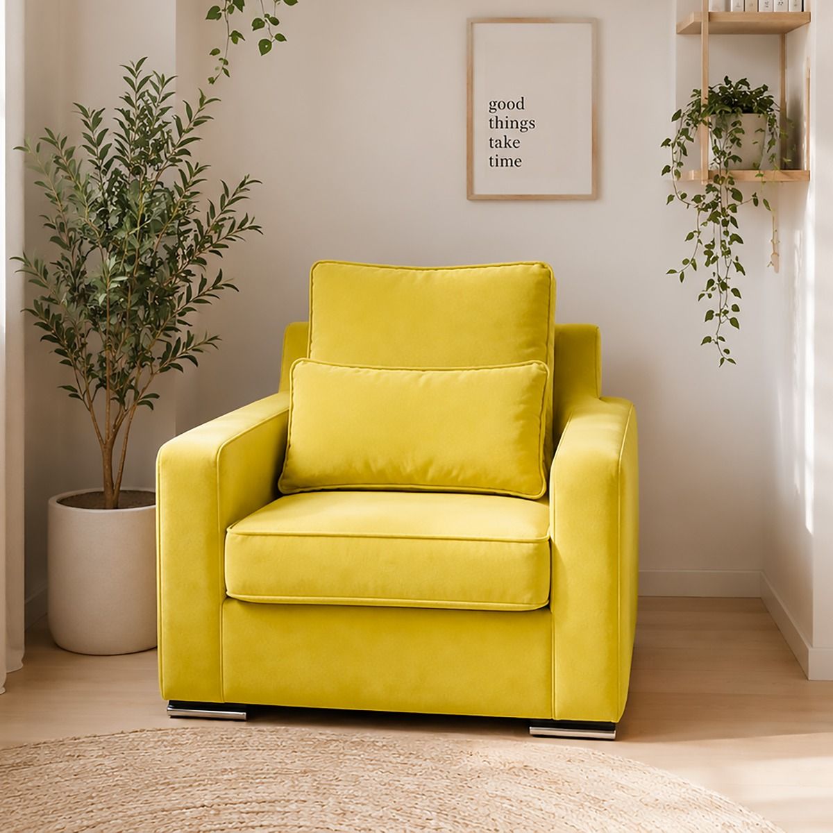 POLTRONA MOD. HELEN IN TESSUTO CM 88X90 H. 86 GIALLO
