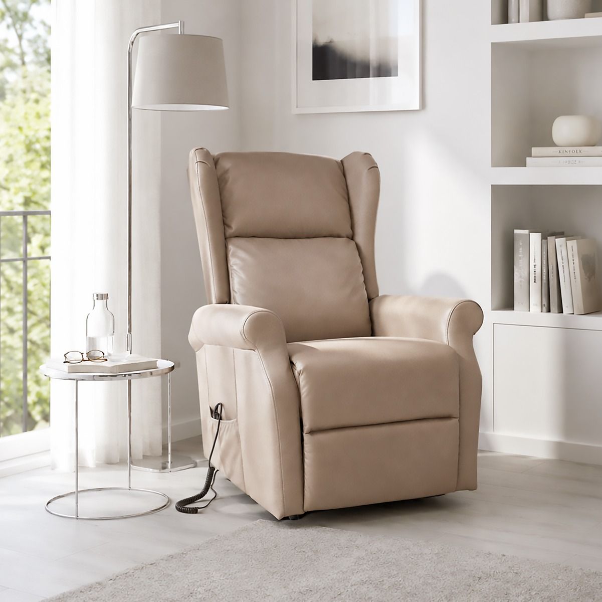 POLTRONA RELAX 2 MOTORI ELETTRICI IN TESSUTO BEIGE