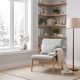 POLTRONA MOD.EGLE CM 71X81 H.83 IN LEGNO NATURALE E TESSUTO TORTORA