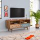 PORTA TV MOD. HEXA-07 CM 145X38 H.64 IN LEGNO DI MANGO TINTA STONE E BICOLORE